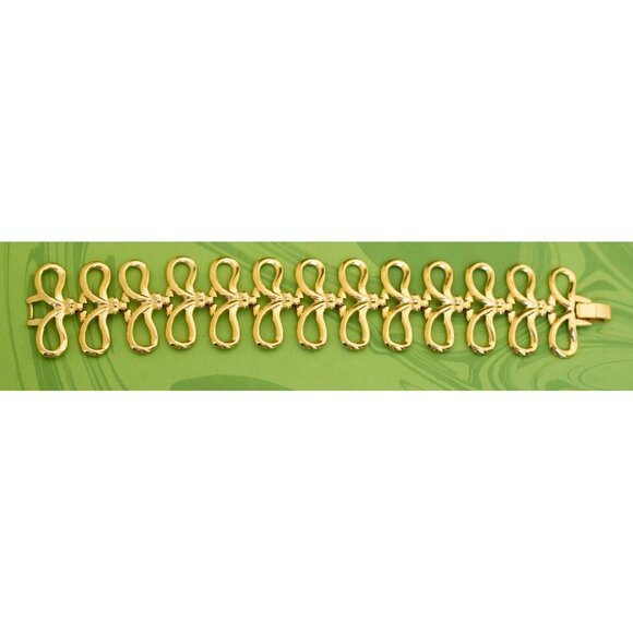 Vintage Gold Tone Oval Ribbons Bracelet 7 1/2 inch - W8 - Picture 3 of 4